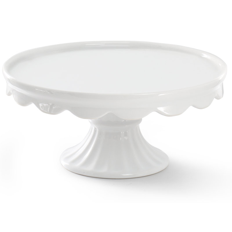 Laurie Gates 12.2 Inch Round Stoneware Footed Cake Stand in White