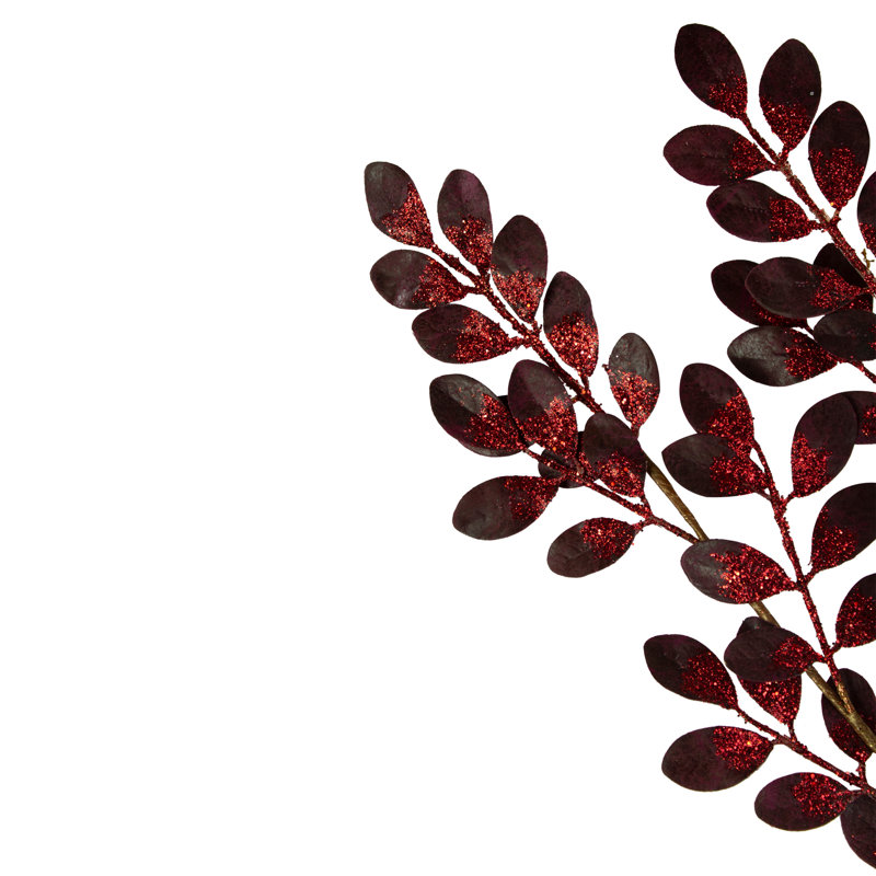 Aérosol de Noël artificiel à feuilles scintillantes, 37 po, rouge