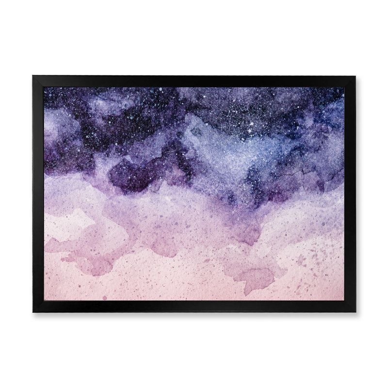 Abstrait nuit mauve abstraite - reproduction d'art sur toile moderne, Cadre photo noir, H 8 po x l 12 po x P 1 po