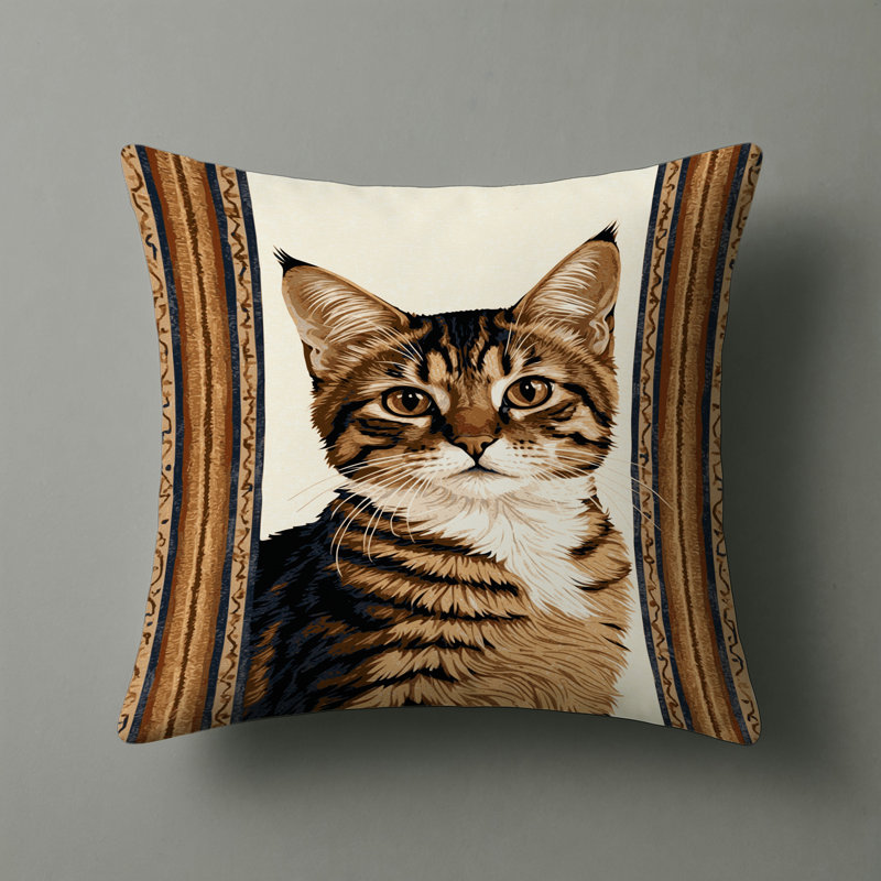 Coussin intérieur et extérieur Cats, Carré 16 po, Beige American Curl
