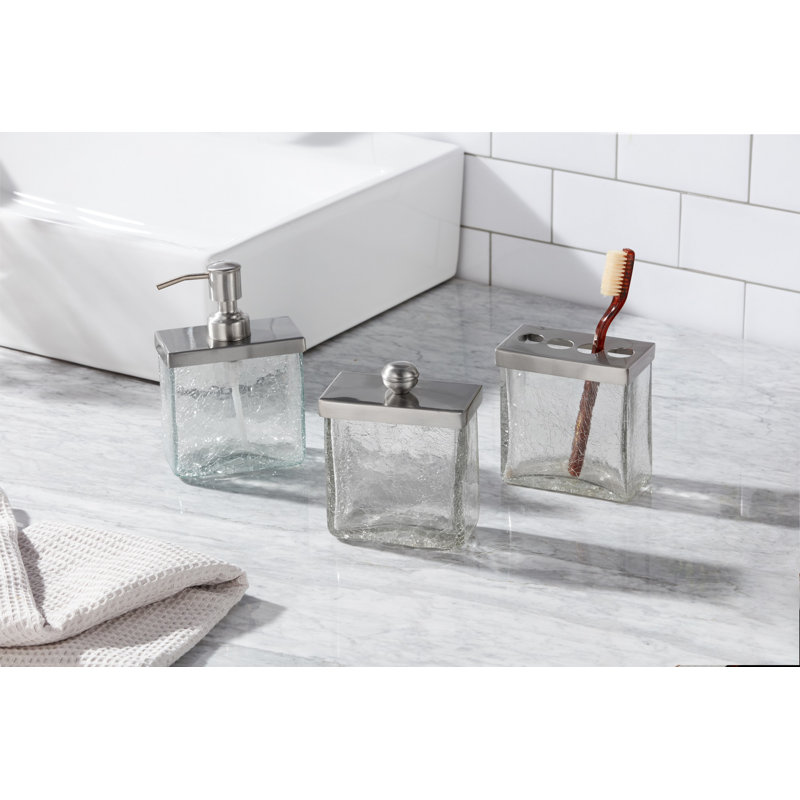 Ensemble d'accessoires de salle de bain 3 pièces Roselli Trading Company® Crackle, Garniture en acier inoxydable satiné