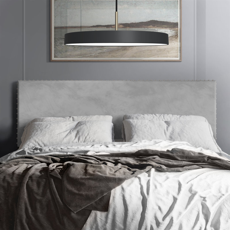 Tête de lit tapissier Haawa, Double, Velours gris argenté