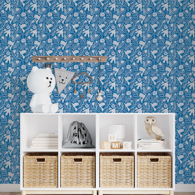 Fabrianne 16.5' L x 20.5" W Peel and Stick Wallpaper Roll, Summer Night