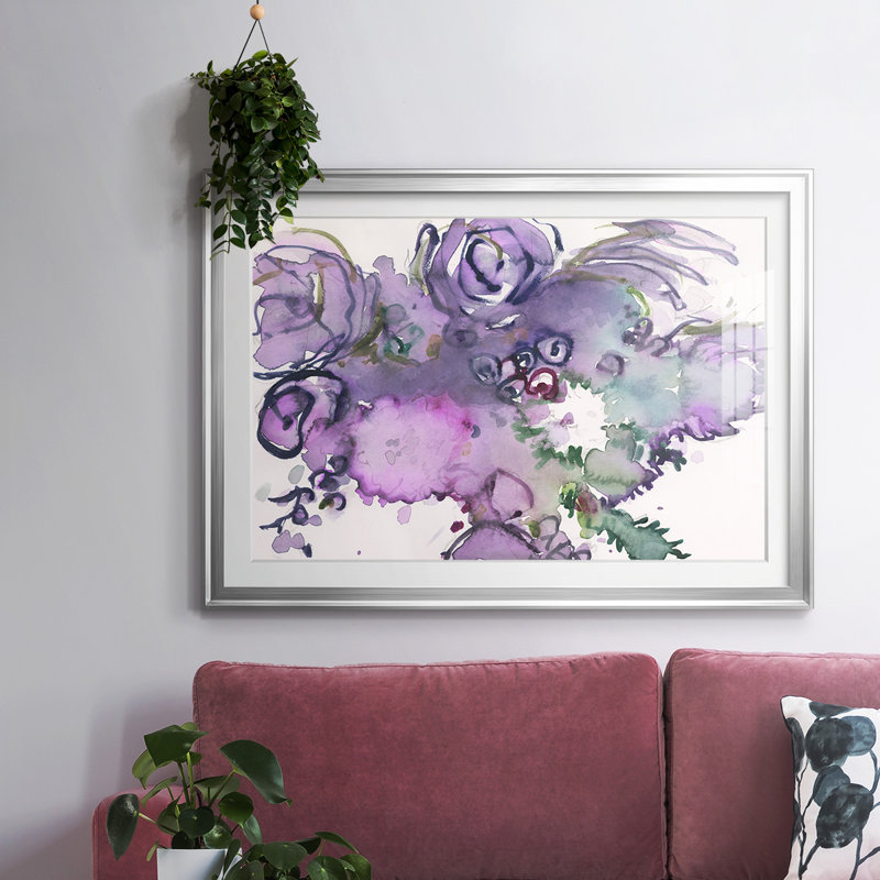 Lavande florale Splendor II - encadrée, impression encadrée avec biseau mat et verre, Argent, H 27 po x l 39 po x P 1,5 po