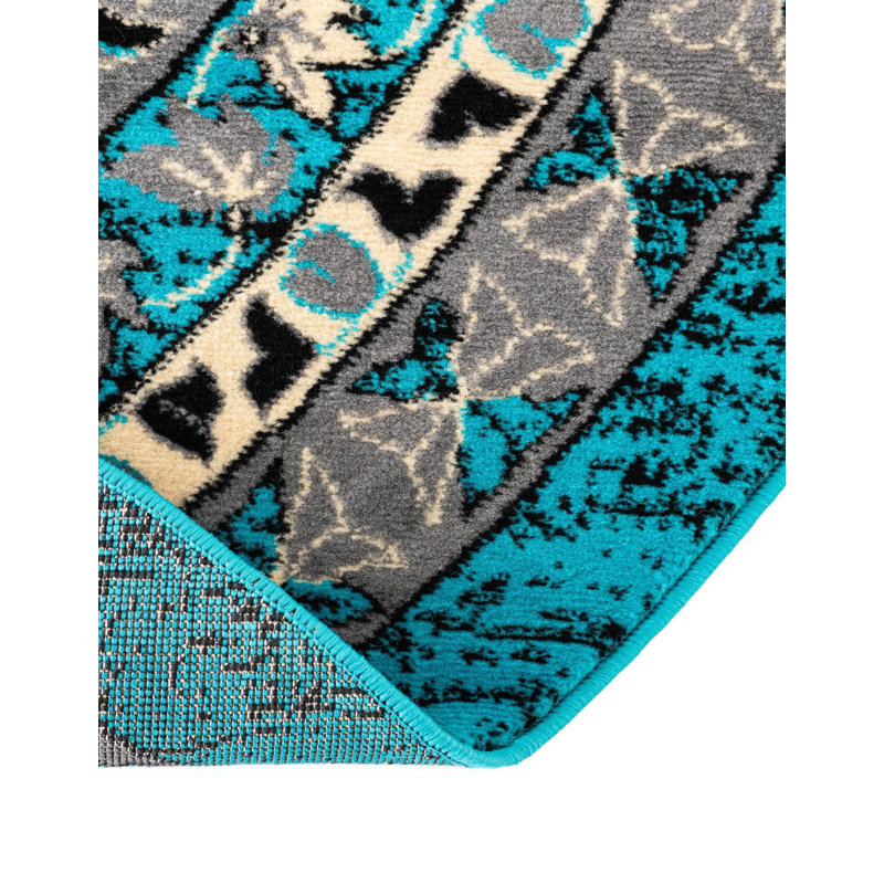 Tapis oriental turquoise Eesi, Rond 8 pi