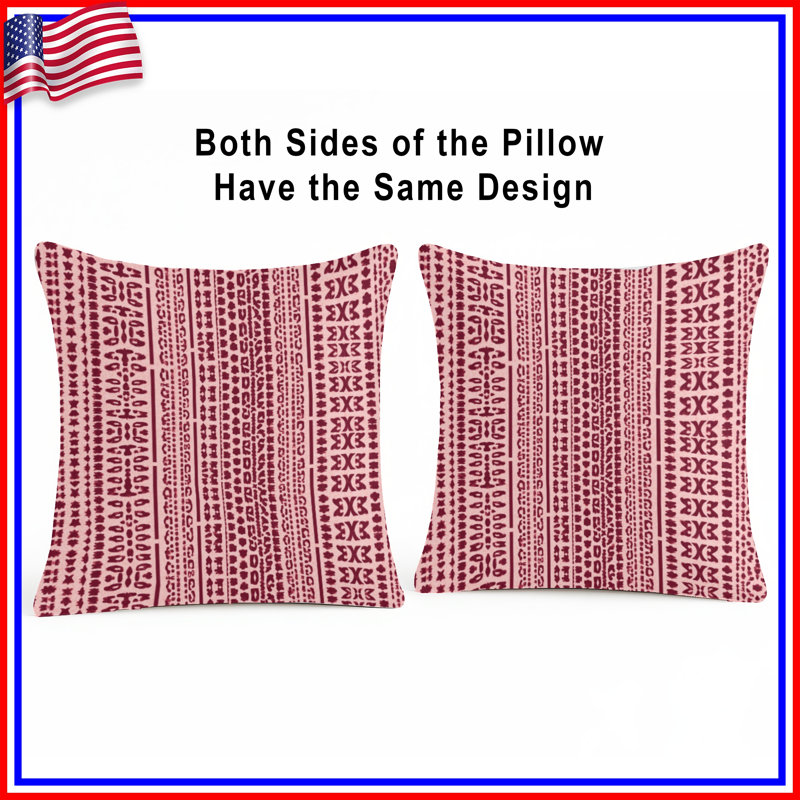 Red Tribal Pattern Double Sided Throw Pillows, 18 x 18 inches