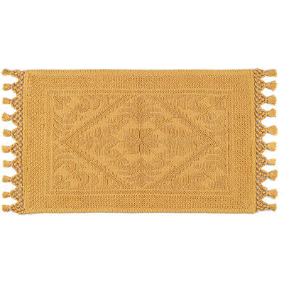 Savi Home 100% Cotton Woven Jacquard Bath Mat, Mustard