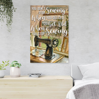 Sewing Machine Near Window - You Don’T Stop Sewing - 1 Piece Rectangle Graphic Art Print On Wrapped Canvas