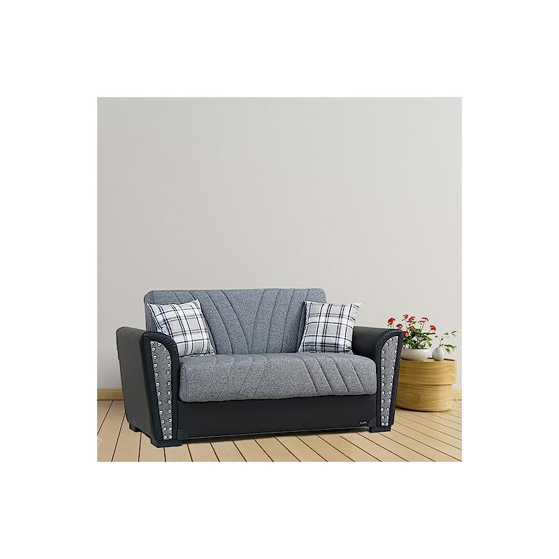 Ballone 67" Fabric Convertible Sleeper Loveseat, Gray Polyester Blend