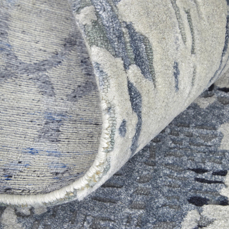 Zarah Hand Tufted Abstract Area Rug, Blue, Rectangle 9' x 12'