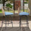 Ensemble de 2 tabourets de bar d'extérieur, chaises de patio avec accoudoirs et dossier, tabourets toutes saisons pour la cour, le jardin, la piscine, le balcon et la terrasse-404609141