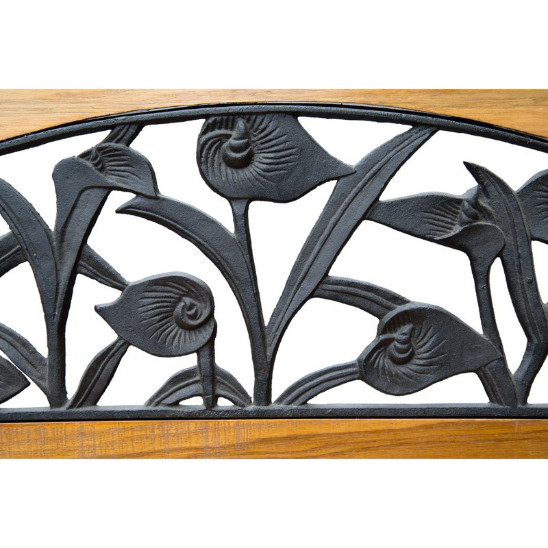 Banc de parc extérieur floral en métal