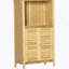 Armoire de salle de bain en bambou avec plusieurs tablettes et portes, naturel