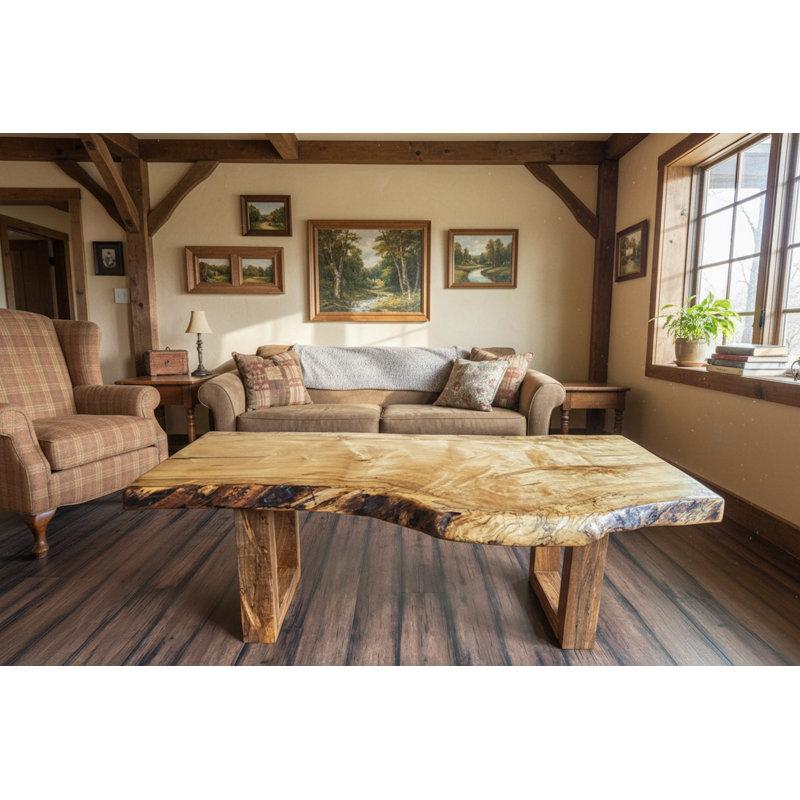 Table basse personnalisable en bois franc d'érable, 24", 48", Épingle à cheveux noire - 16 po