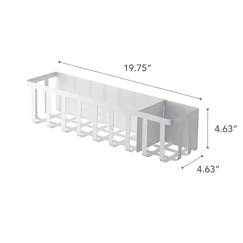 White Steel Magnetic Kitchen Storage Basket with Sliding Divider