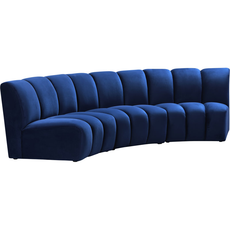 Canapé modulaire en velours Infinity, Velours bleu marine, 3 pièces
