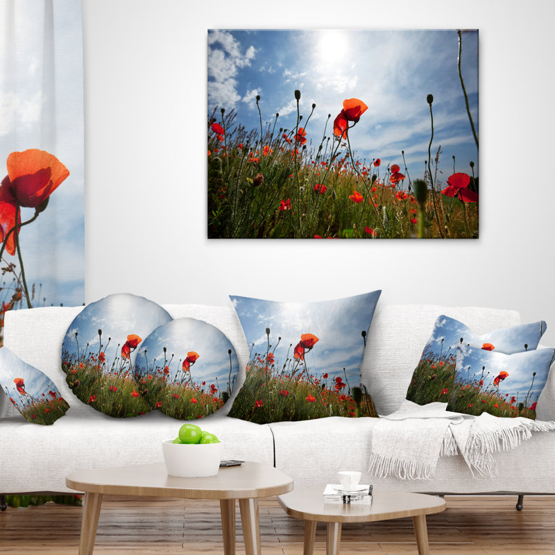 Coussin floral, 16 po x 1 po, Carré