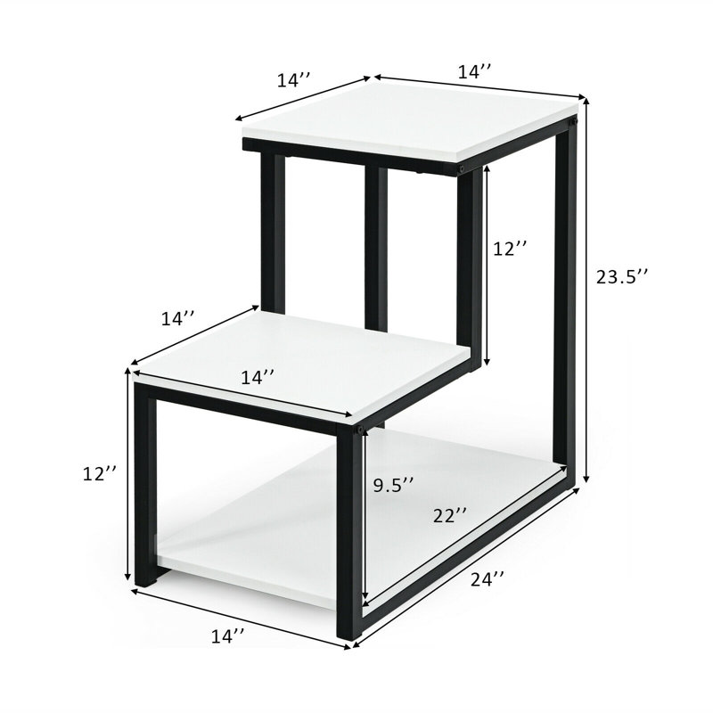 Table de bout avec rangement Armey C, Blanc