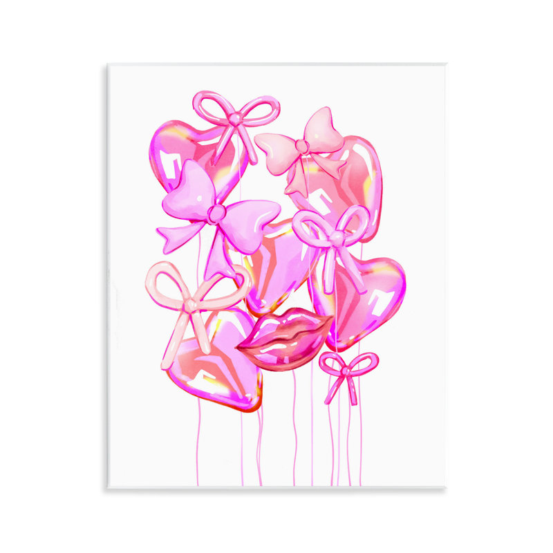 Plaque murale rose avec des ballons et un cœur rose, design par Ziwei Li