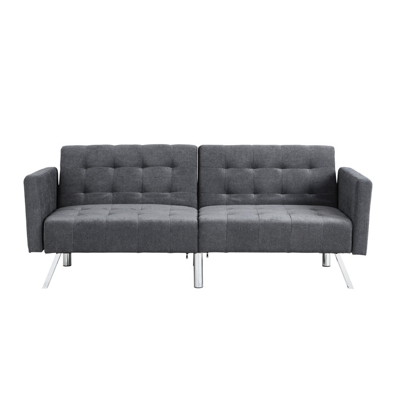 Canapé-lit convertible gris foncé avec revêtement respirant et lit gris de style polyvalent, Gris foncé
