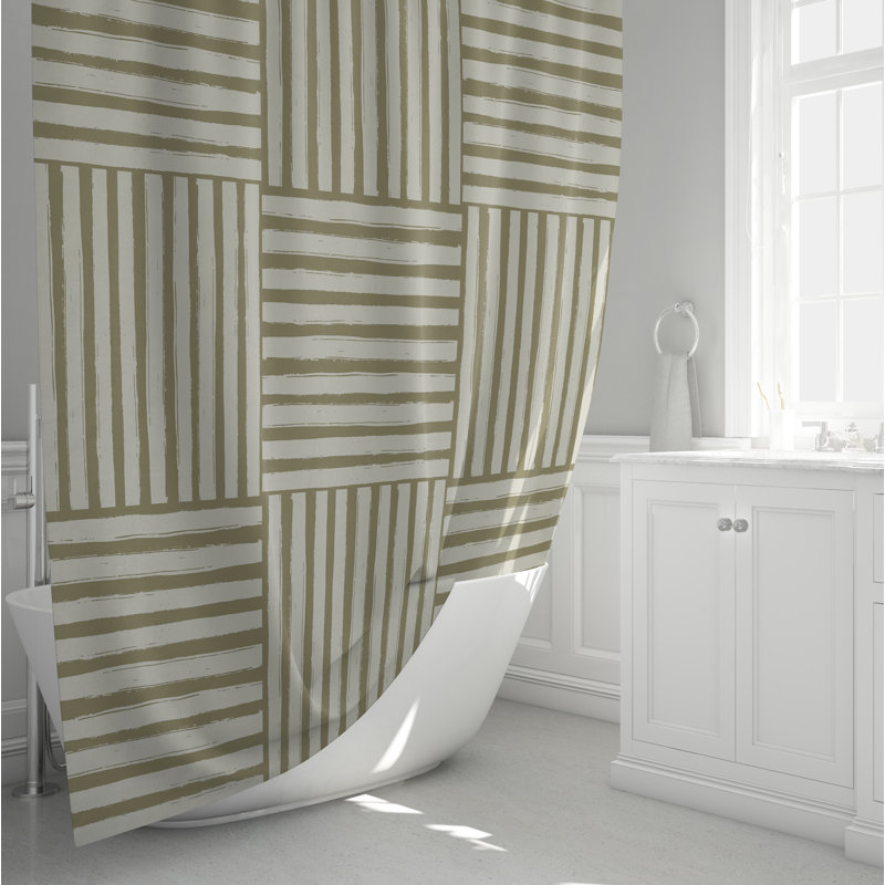 Rideau de douche à rayures Breesa, Beige, H 72 po x l 70 po