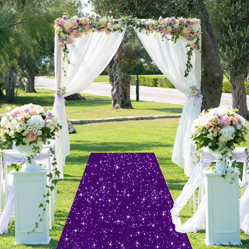 Tapis de couloir mauve à paillettes 2 pi x 15 pi - Tapis de mariage à paillettes pour décor de fête