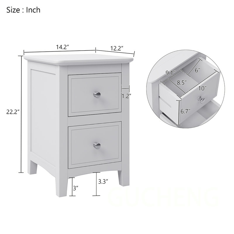 Sophisticated Solid Wood Nightstand with Multiple Functionalities for Bedroom, Set of 2