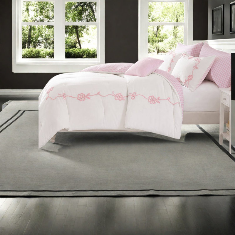 Pink Full/Queen Bedding Sets, Microfiber Comforter Set with Floral Bows