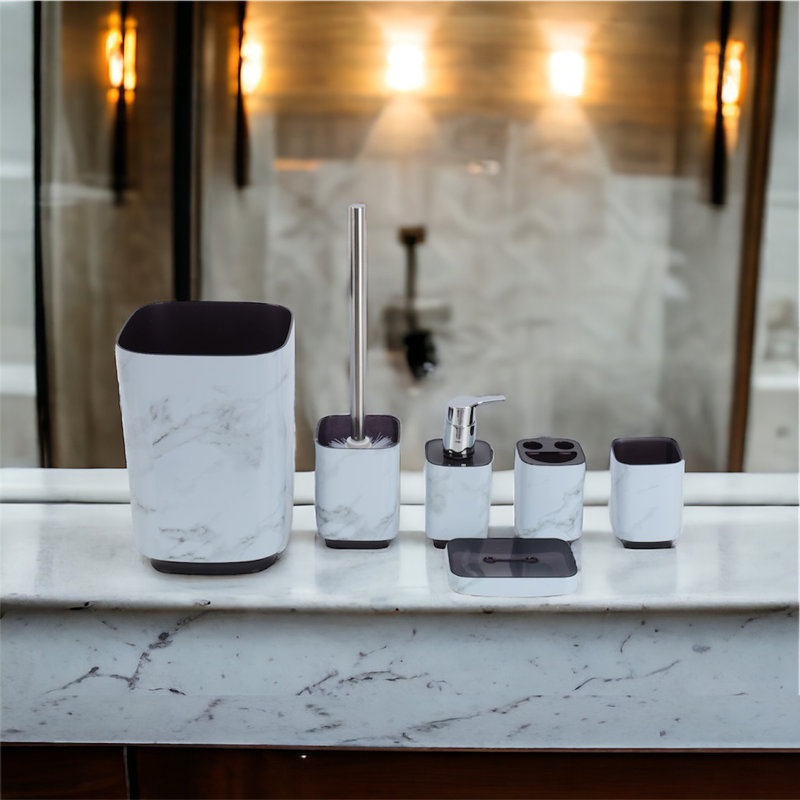 Ensemble d'accessoires de salle de bain 7 pièces Neche, Marbre