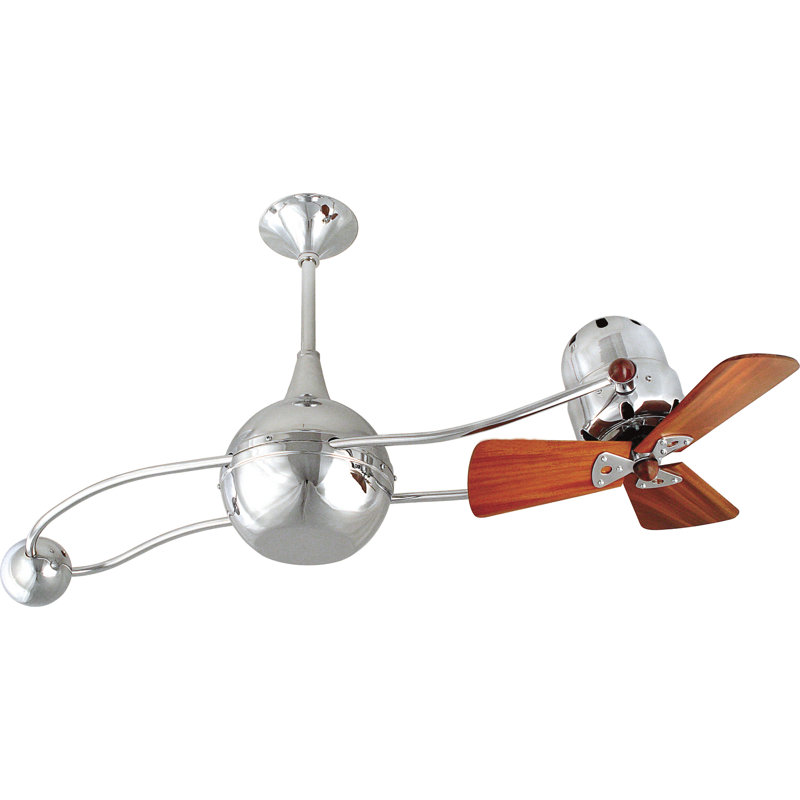 44" Brisa 2000 3 Wooden Blade Rotational Ceiling Fan, No, Chrome