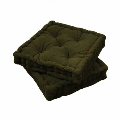 2-Pack Thick Quilted Square Seat Cushions, Soft Plush Corduroy Chair Pads with Tufted Design, Non-Slip Floor Pillows for Dining Chairs, Kitchen, Office, Home Decor.