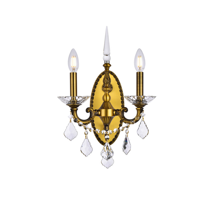 AthenaÂ 2-Light Wall Sconce with Royal Cut Crystal, Dark Bronze