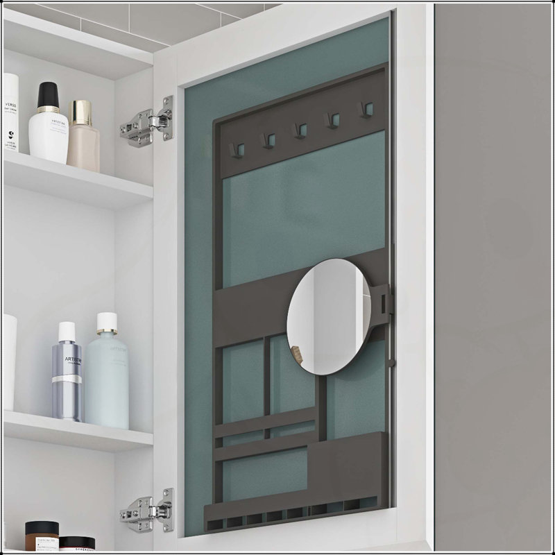 Armoire à pharmacie élégante et élégante avec miroir sans cadre et bords biseautés, 30 po x 20 po
