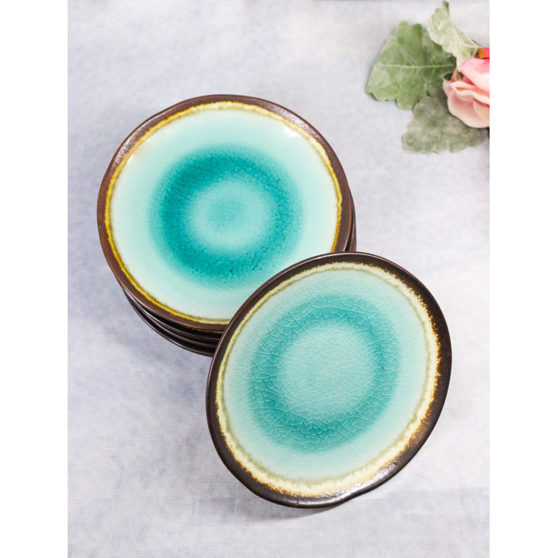 Ensemble de 6 assiettes à dessert rondes croustillantes Midori Kannyu