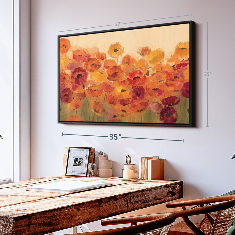 Abstrait "Coquelicots d'été", H 37 po x l 25 po