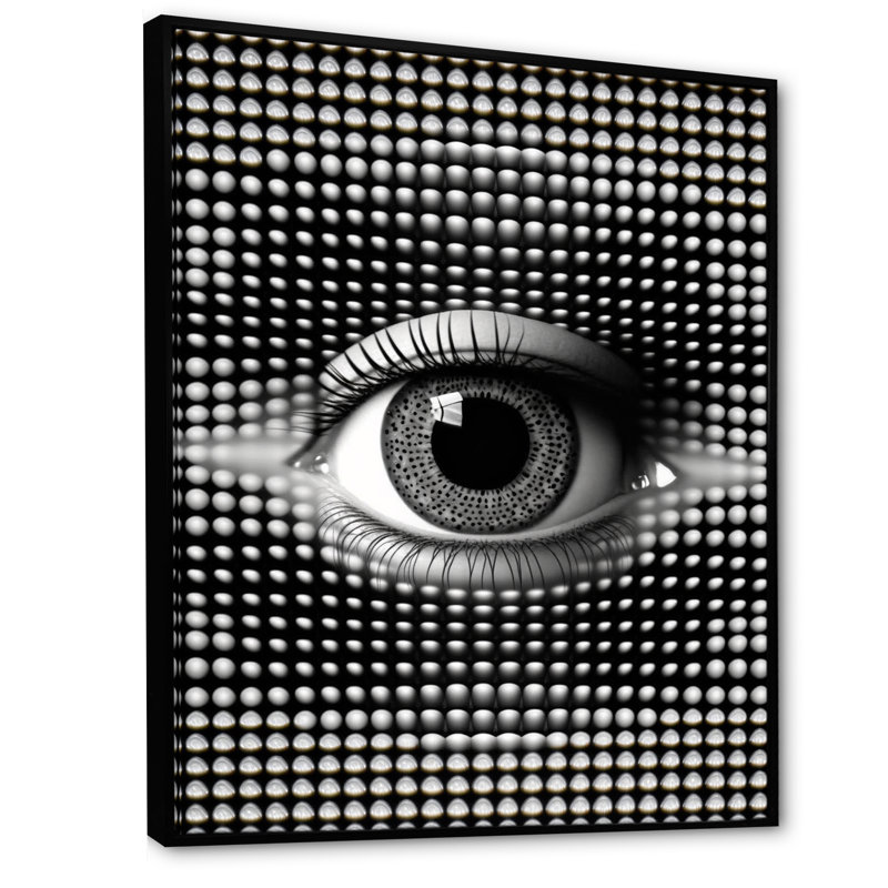 " Eye In Circular Infinity III ", 32" H x 24" W x 1" D, Black Floater Framed