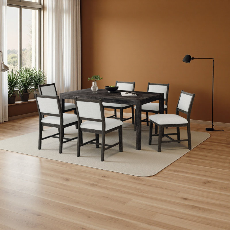Ensemble de table de salle à manger 7 pièces pour 6 personnes, 1 table rectangulaire en bois, Espresso