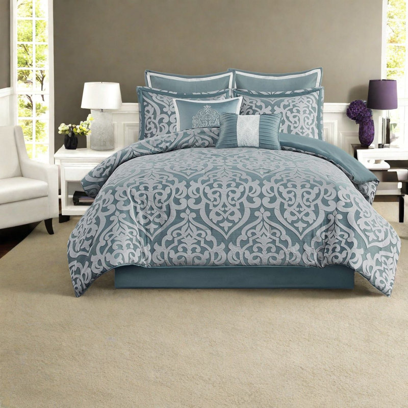 Ensembles de literie de luxe en polyester 8 pièces, jacquard damassé pour la maison