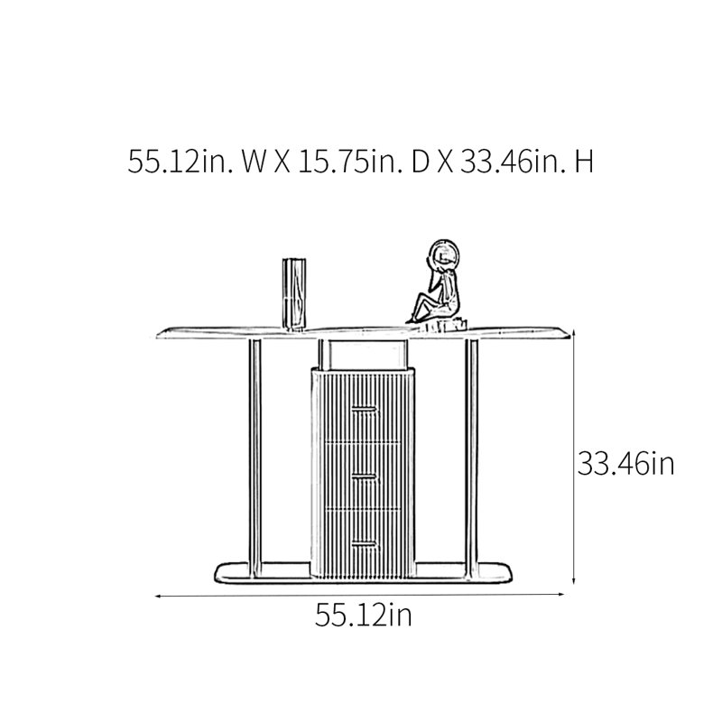 Console Modern Minimalist Luxury Art, H 33,46 po x l 55,12 po x P 15,75 po