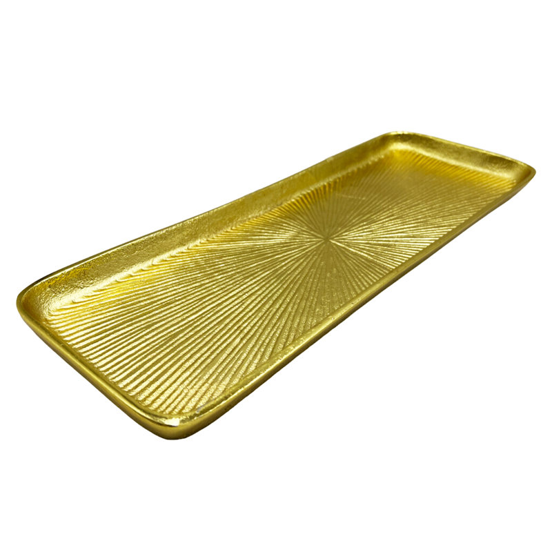 Nellir Tray, 1" H x 14.75" W x 5.5" D, Gold