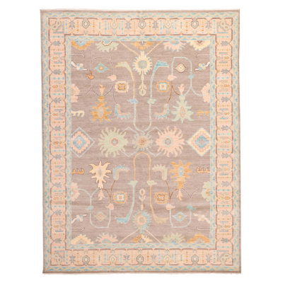 Modern Oushak Brown Rug 9'3" x 12'1"