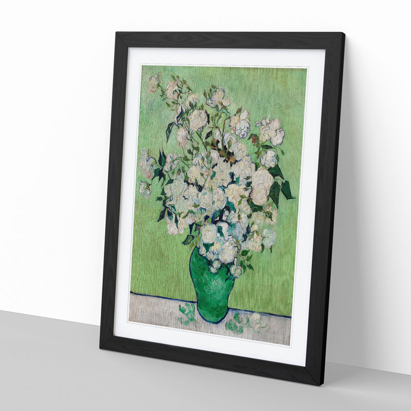 Roses Vol.2 by Vincent Van Gogh - Picture Frame Painting, Black Framed, 48cm H x 36cm W x 2cm D