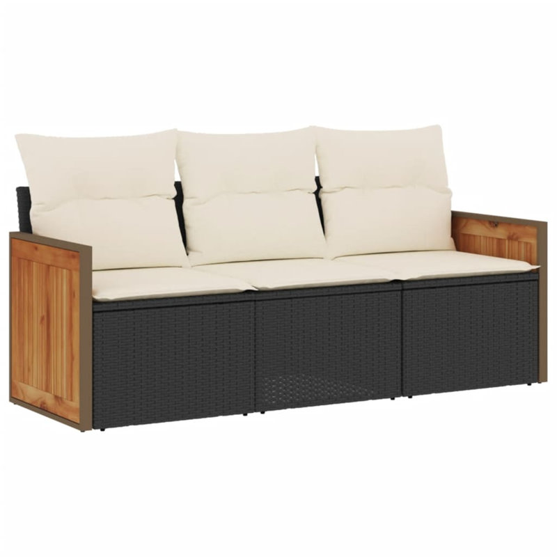 Vidaxl Garden Sofa Set Black (Frame), Cream White (Cushions)
