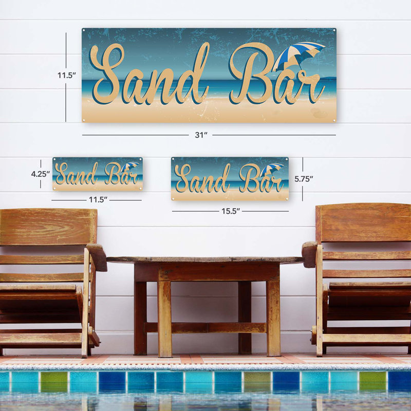 «Sand Bar Metal Sign» sur métal, H 5,75 po x l 15,5 po