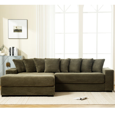 Coussin en velours côtelé luxueux avec méridienne gauche et 8 coussins