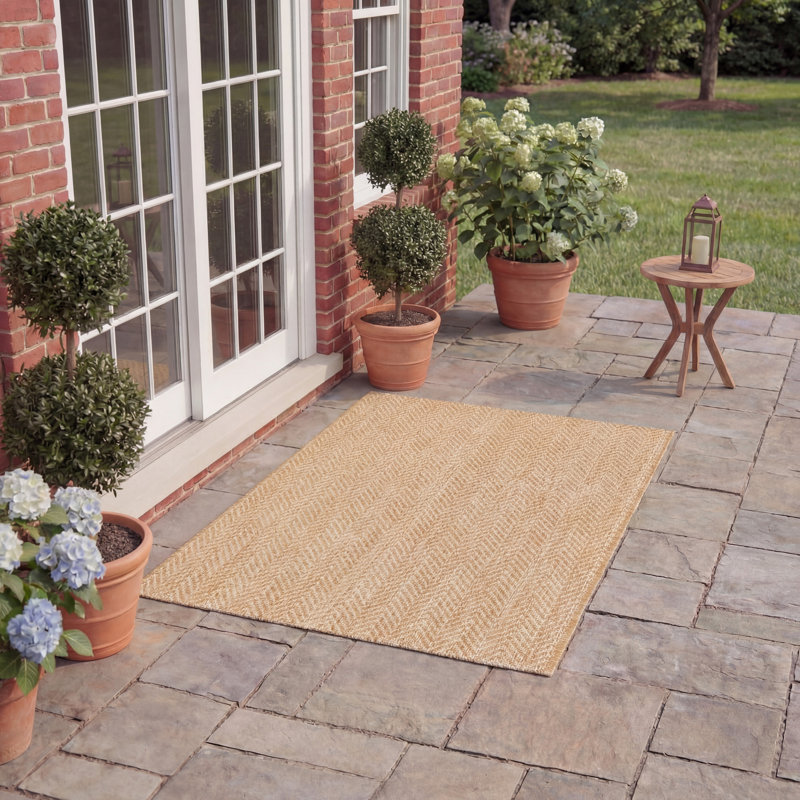 Tapis intérieur / extérieur beige Arneshia, Rectangle 4 pi x 5 pi 7 po, Beige