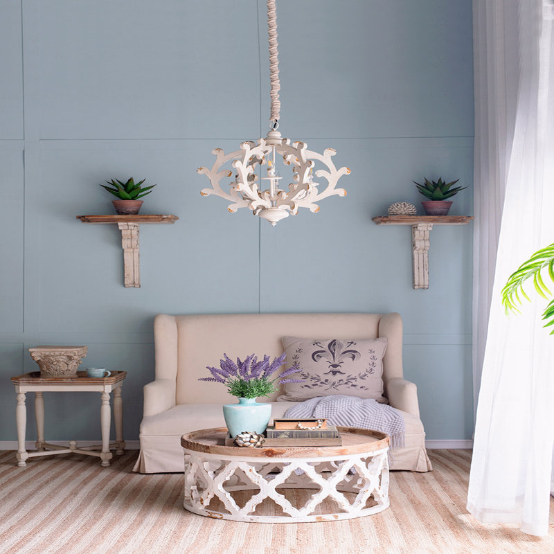 6 - Light Wood Chandelier