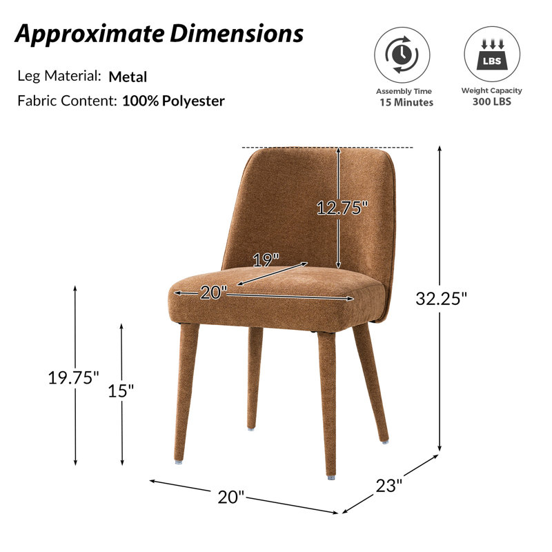 Ensemble de 2 chaises rembourrées Verity, Caramel