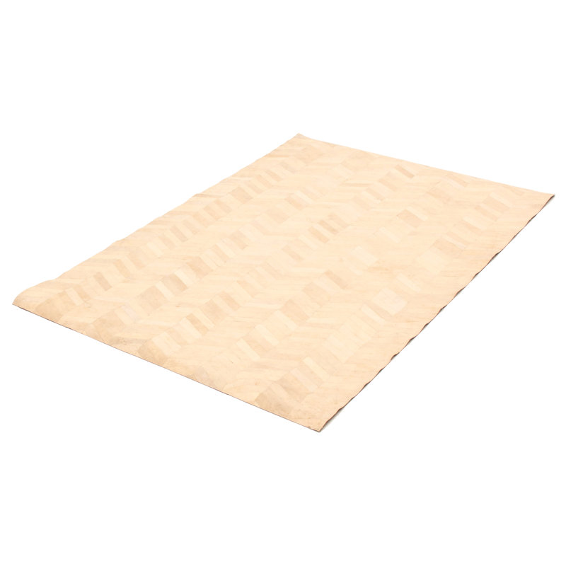 Tapis kaki clair en cuir de vache à motif géométrique Petersfield