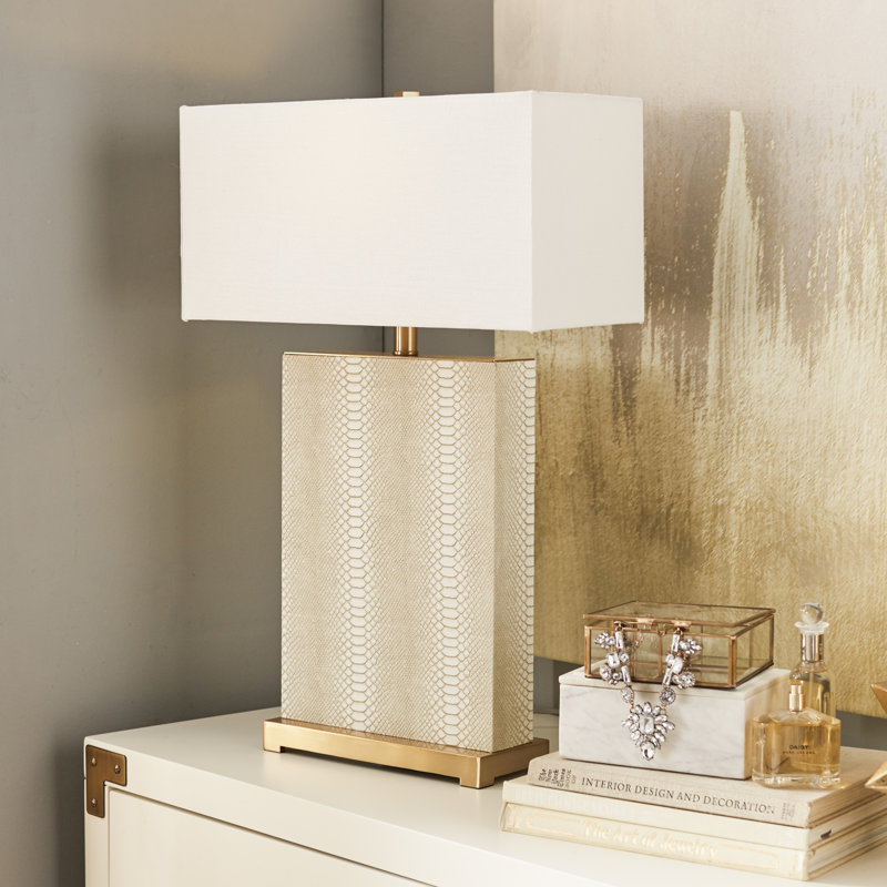 Chansoo Metal Table Lamp, Cream Reptile